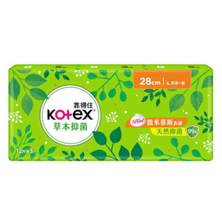 靠得住KOTEX 草本抑菌衛生棉 28cm 夜用 一般