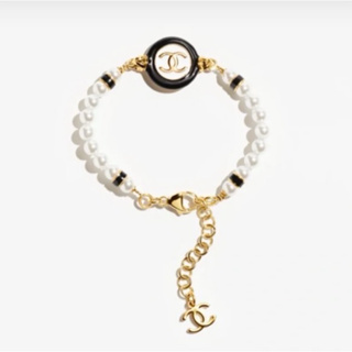 在台現貨💛29800 香奈兒 Chanel 黑白 琺瑯鈕扣 珍珠項鍊