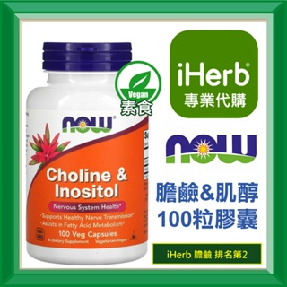✅iHerb代購✅免運✅開發票✅ NOW Foods 膽鹼和肌醇 Choline & Inositol 100粒