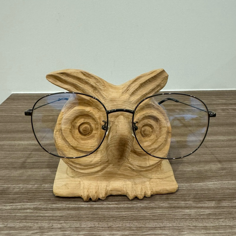 二手 - 貓頭鷹造型眼鏡架 - 手工木雕