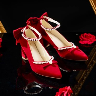 光與夜之戀 荊棘鳥鞋子 cosplay粗高跟鞋子加絨紅色6厘米
