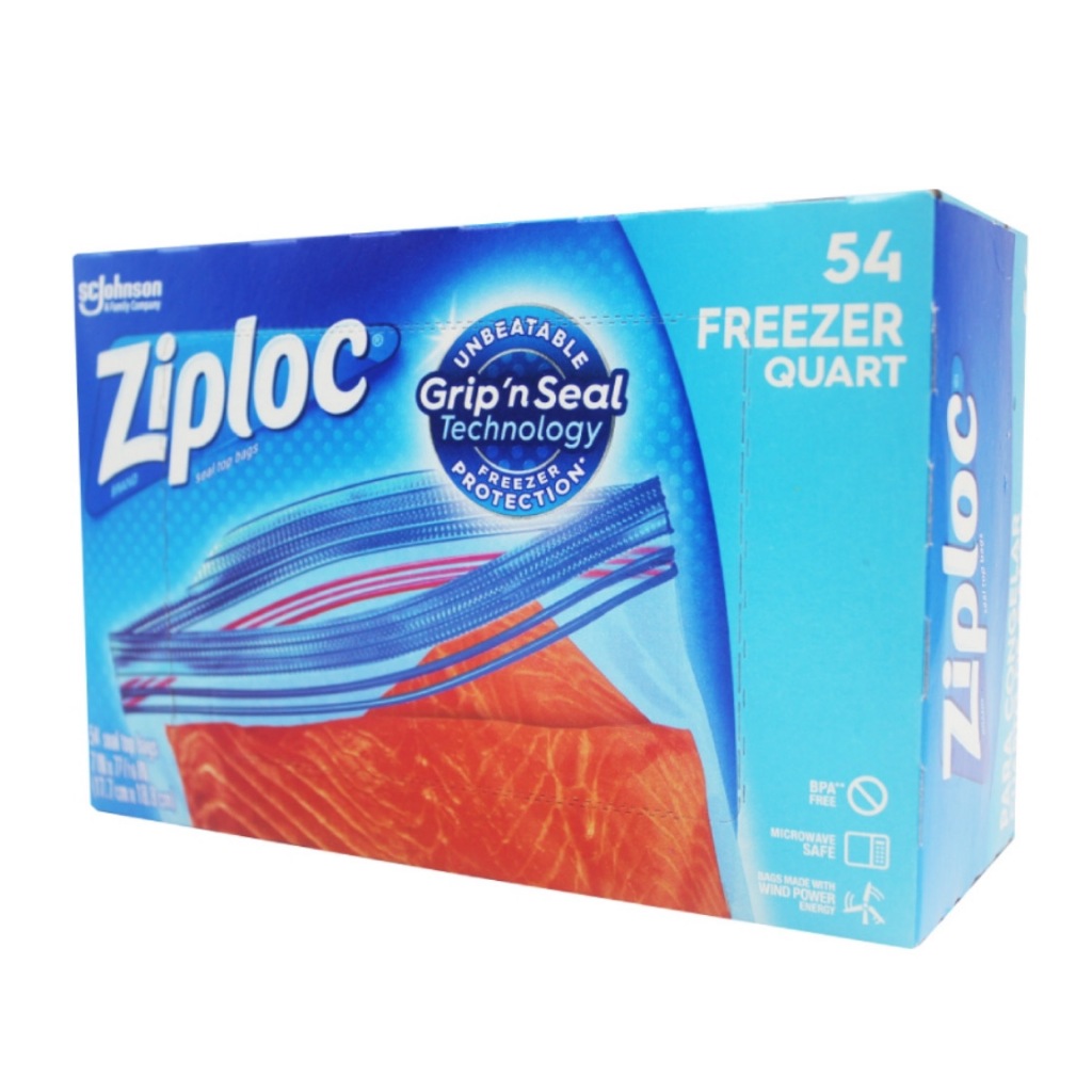 Costco!快速出貨! Ziploc雙層夾鏈冷凍保鮮袋17.7cmx18.8cm 54袋/盒 #921389