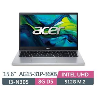 ACER Aspire Go AG15 31P 36XB 銀(I3-N305/FHD/8G/512G SSD/UMA