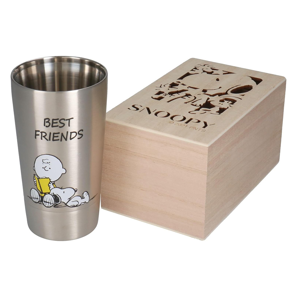 日本山加 YAMAKA 日本製 Snoopy 史努比 不鏽鋼隨行杯 (附木箱) 350ml 友誼