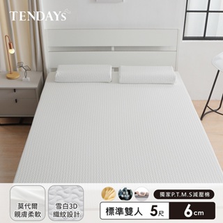 TENDAYS 舒眠柔睡紓壓薄墊5尺標準雙人(6cm厚 記憶棉層+高Q彈纖維層)買床送枕