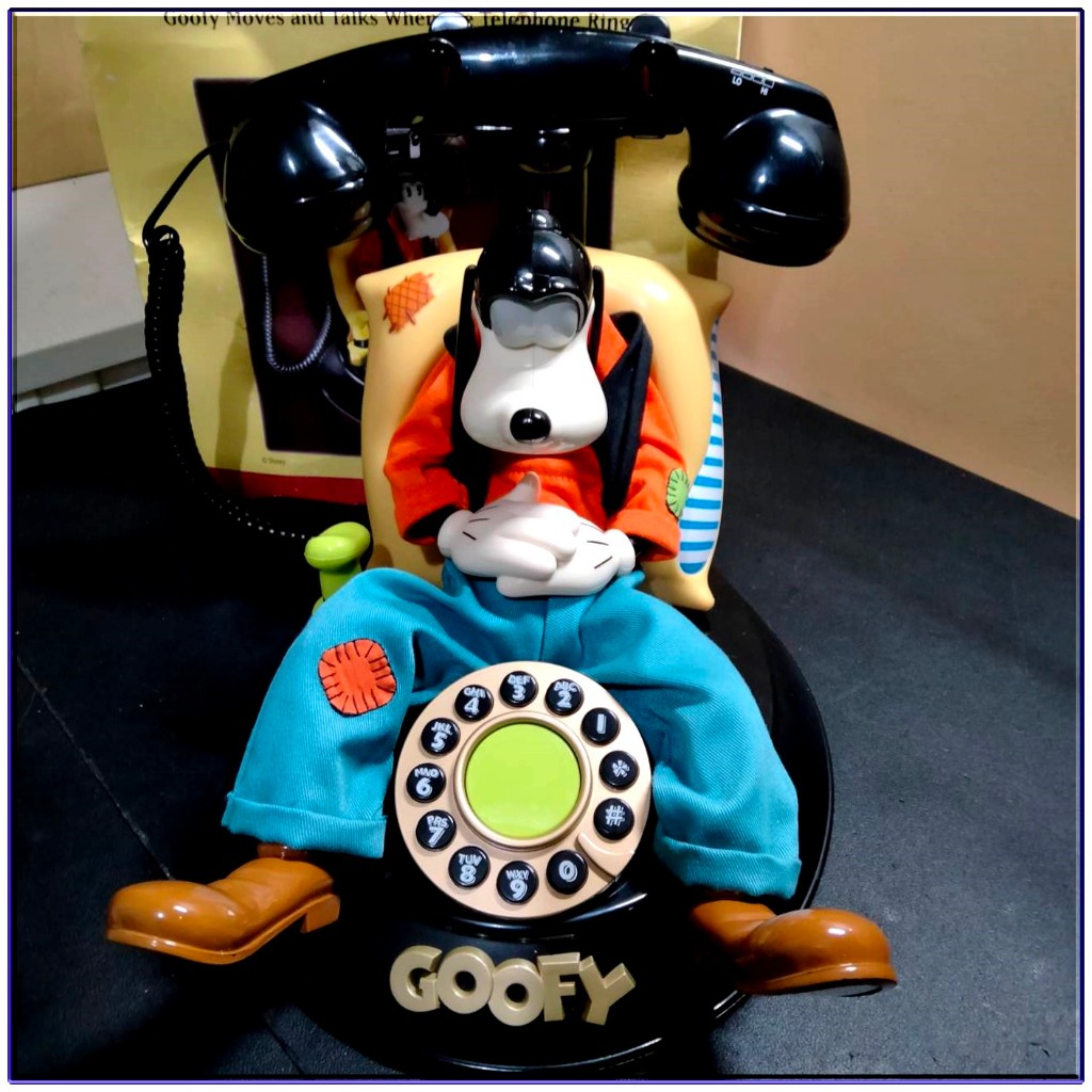 美國帶回早期絕版迪士尼電話-正版現貨已拆封-Goofy高飛造型古董老式電話-發聲通話動作功能正常-附說明書
