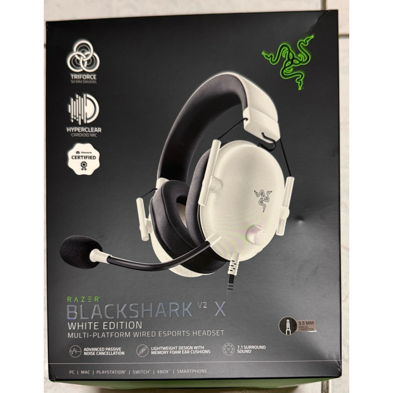 【RAZER 雷蛇】BLACKSHARK V2 X WHITE 黑鯊 V2 X 電競耳機 白