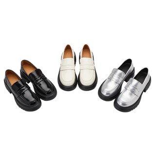 【Grace Gift】樂福鞋 包鞋 皮鞋【英倫便仕輕量軟墊厚底樂福鞋】4色 35-41號 厚底 樂福鞋女