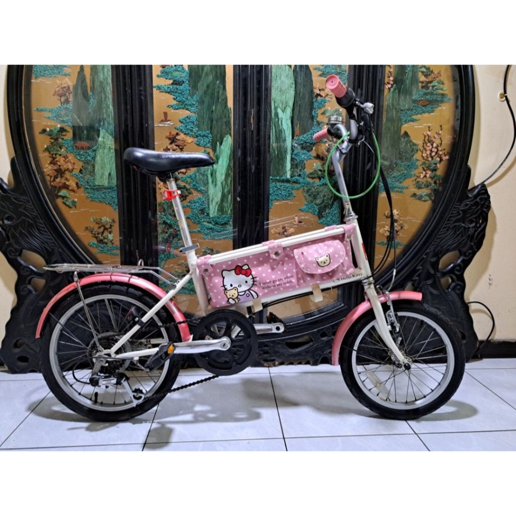 台灣製Hello kitty shimano 6速袋鼠車腳踏車寵物車前16吋後18吋桃園自取適合身高150_170附燈鎖