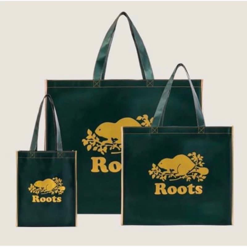 🍁Roots 會員購物袋。有50週年綠金款「小+中」尺寸。