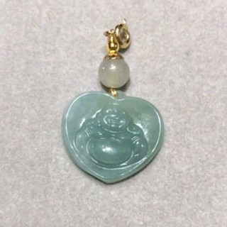 高檔天然小愛心彌勒佛翡翠玉墜，特價