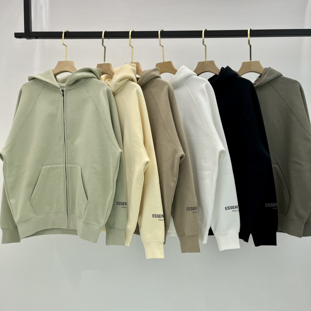 【GZ】FEAR OF GOD 復線 ESSENTIALS 男女同款 寬松 FOG連帽衛衣 拉鏈外套