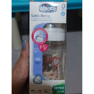 Chicco 甜美女孩矽膠玻璃奶瓶150ml-小單孔