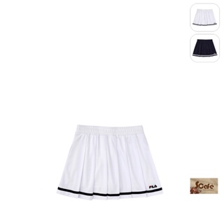 【FILA】KIDS 女童款 吸濕排汗 運動針織短裙-白色 5SKX-4425-WT