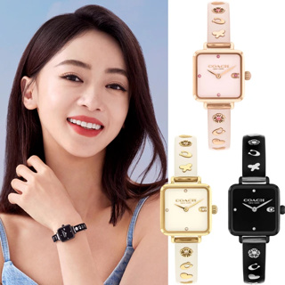 COACH 廣告款方錶 珍妮佛羅培茲 吳謹言代言女錶-22mm 粉紅x玫瑰金 奶茶色x金 優雅黑