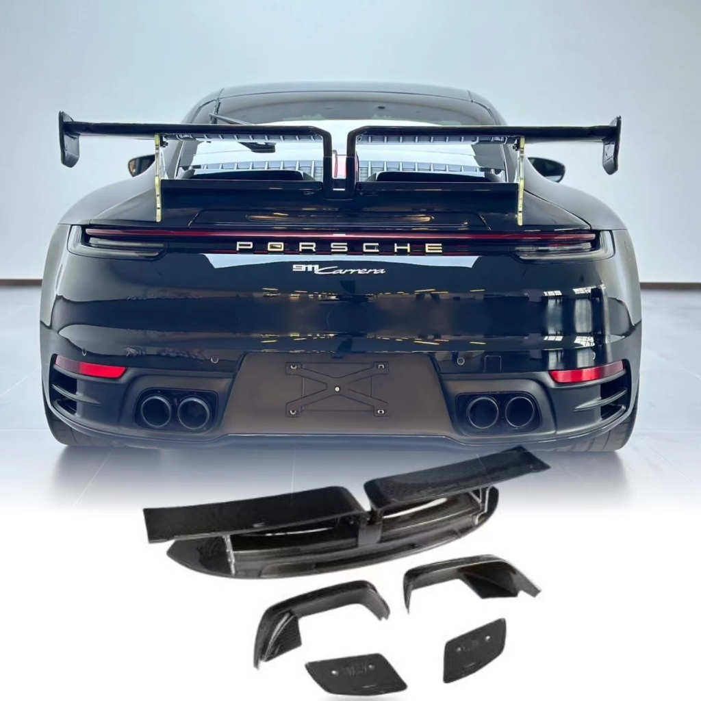 Porsche 911 992 乾式碳纖維Techart樣式-乾碳尾翼 泰卡特Techart乾碳尾翼 後定風翼全碳套件
