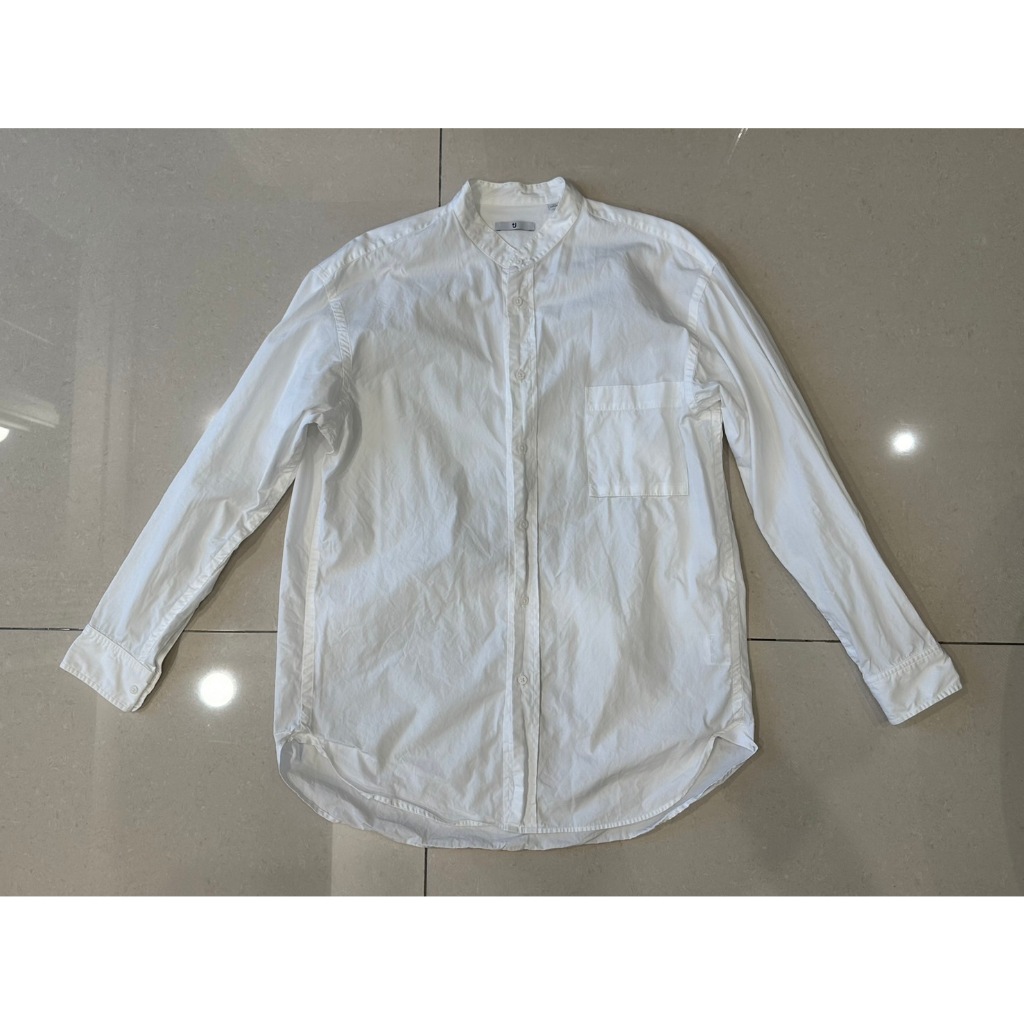 Uniqlo +J 聯名 SUPIMA COTTON 寬版立領襯衫(長袖) 白色 男裝 M 440462