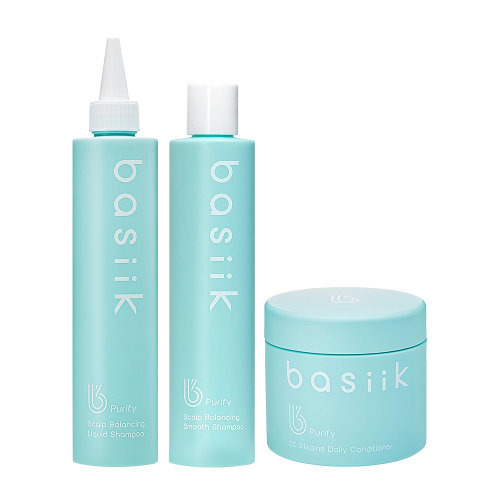 basiik 好評熱銷 經典洗護大全包組 控油洗髮精 潤髮乳(淨化洗髮250mL+保濕洗髮250mL+潤髮200g)
