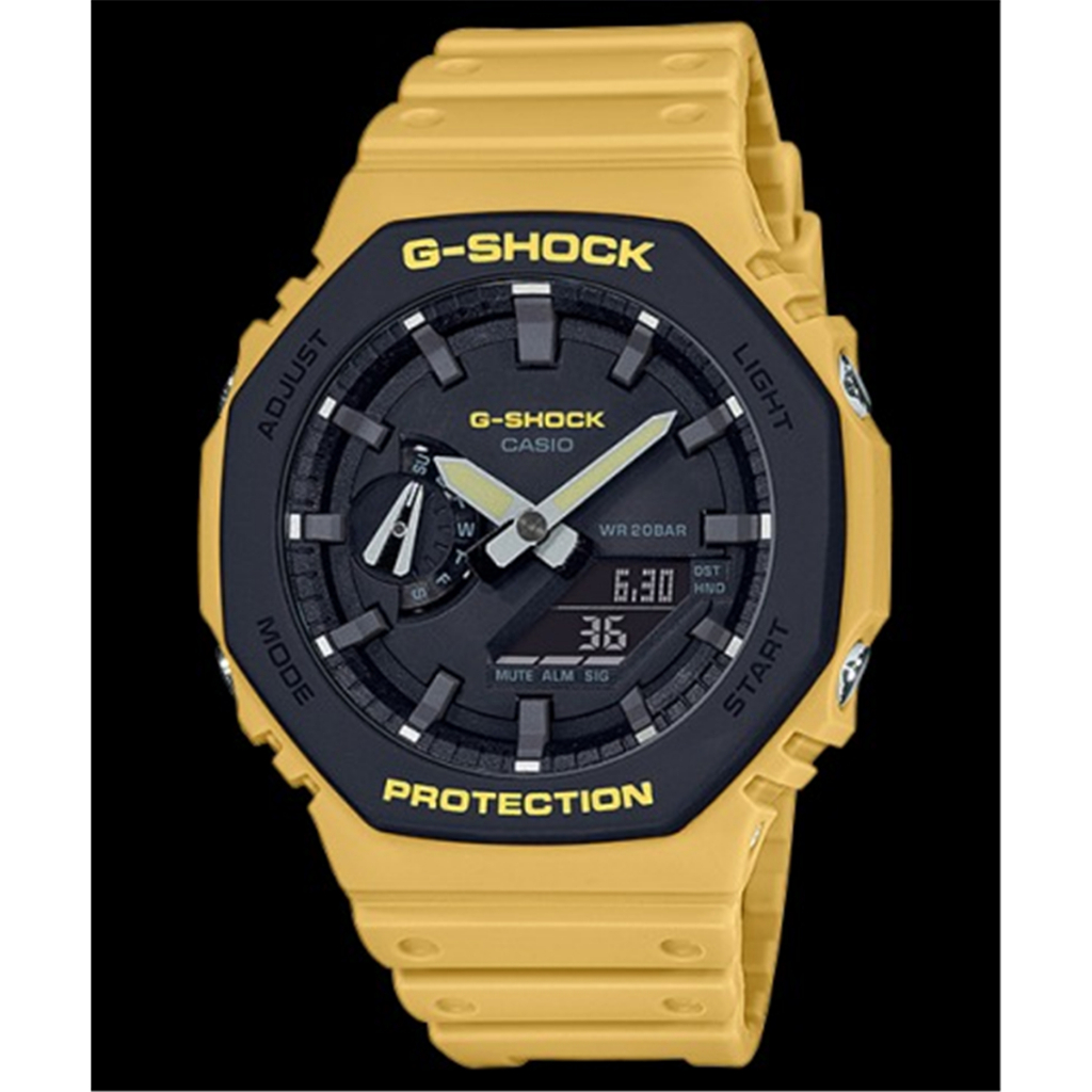 CASIO 卡西歐 G-SHOCK 八角形 輕薄潮流 雙顯運動腕錶-芥末黃(GA-2110SU-9A)[ 秀時堂 ]