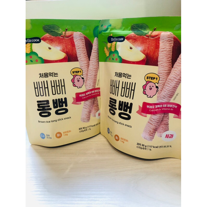 全新商品7M+韓國 BEBECOOK 寶膳嬰幼兒初食綿綿貝貝棒蘋果口味玉米濃湯口味
