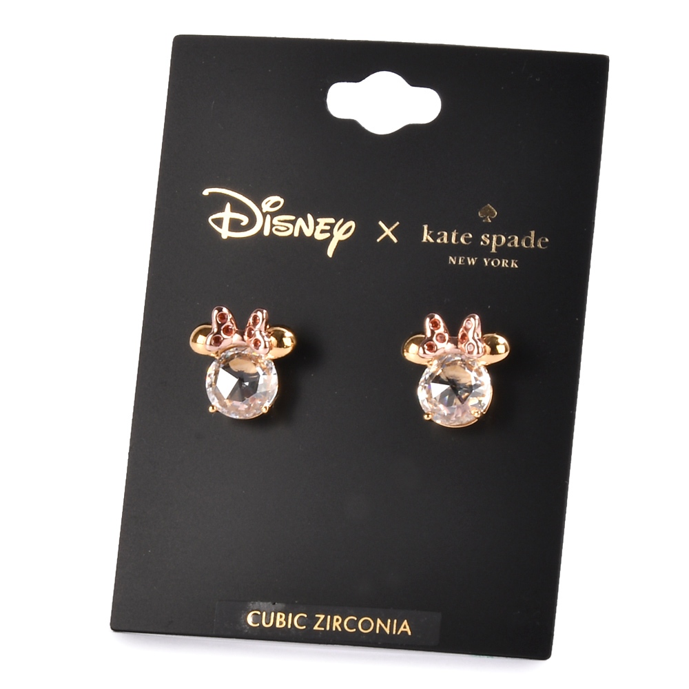 KATE SPADE Disney聯名蝴蝶結米妮穿式耳環(粉/金)221052-1