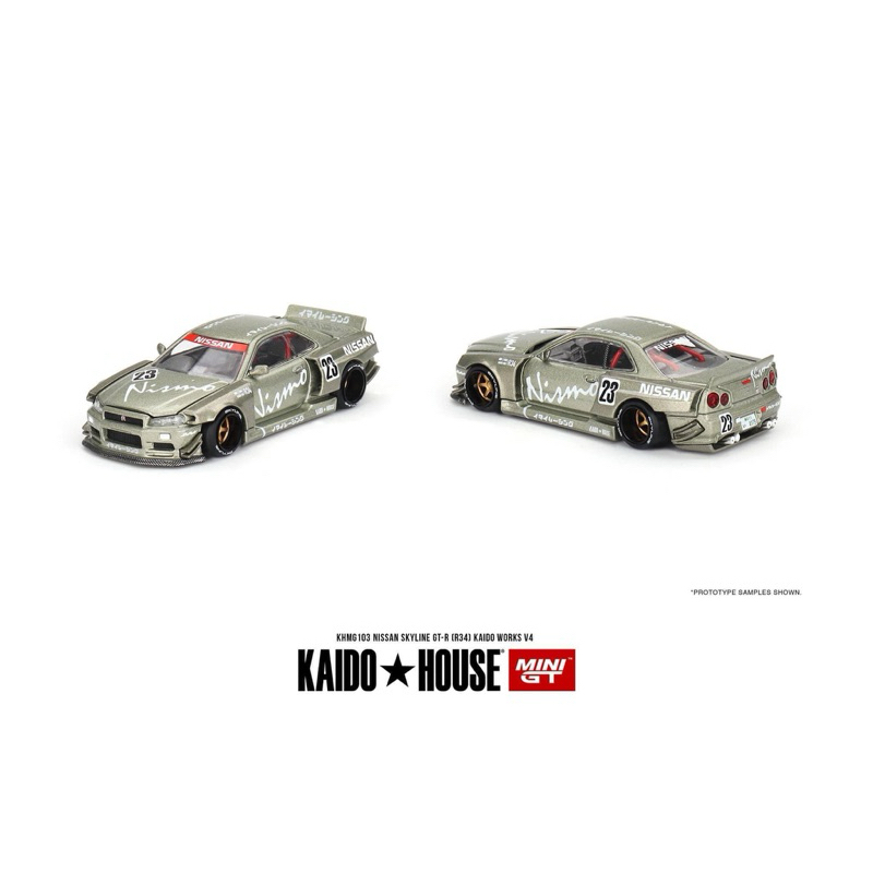 (竹北卡谷)★加購限定★MINI GT x  Kaido House 1/64 Nissan GT-R R34 綠