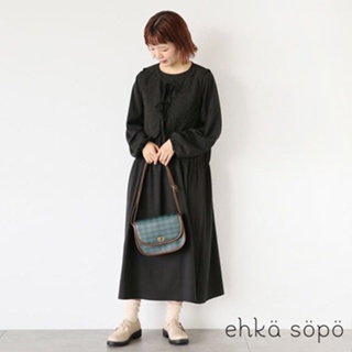 ehka sopo 【SET ITEM】小花雙蝴蝶結短版馬甲背心+分層式連身洋裝(FF33L0H0980)