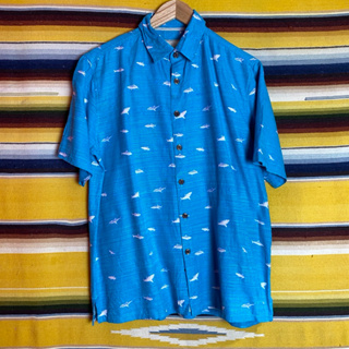 古著•Nuzi_s • 藍綠蠶絲魚襯衫S4031939魚襯衫