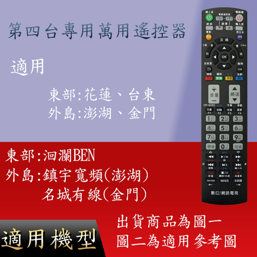 機上盒遙控器適用_洄瀾BEN、鎮宇寬頻(澎湖)、RC-9201、RC-9275、名城有線(金門)