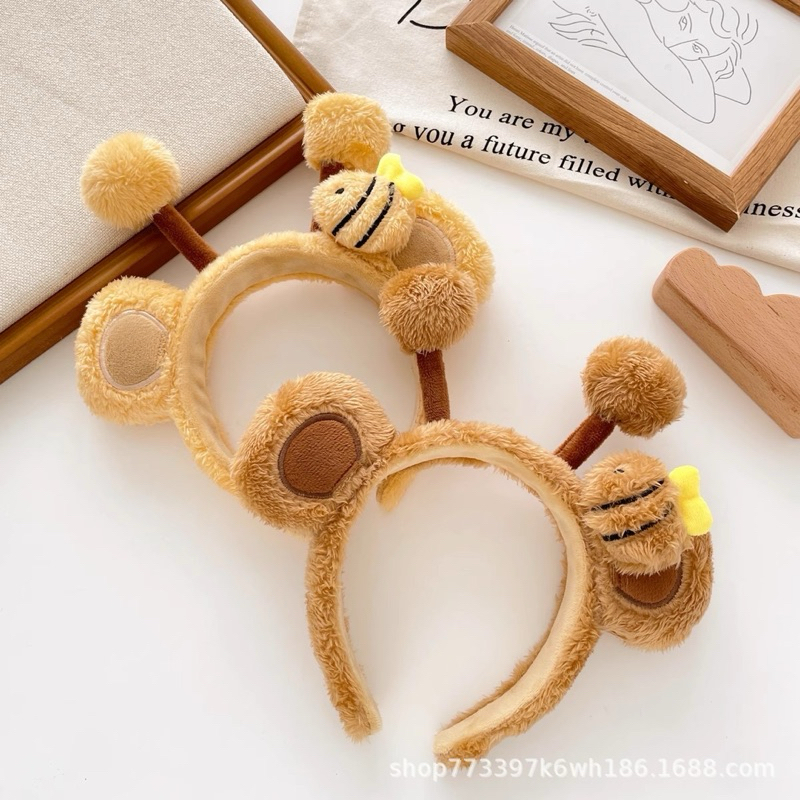 台灣現貨❤️蜜蜂髮箍洗臉束髮器熊耳髮箍蜜蜂頭飾