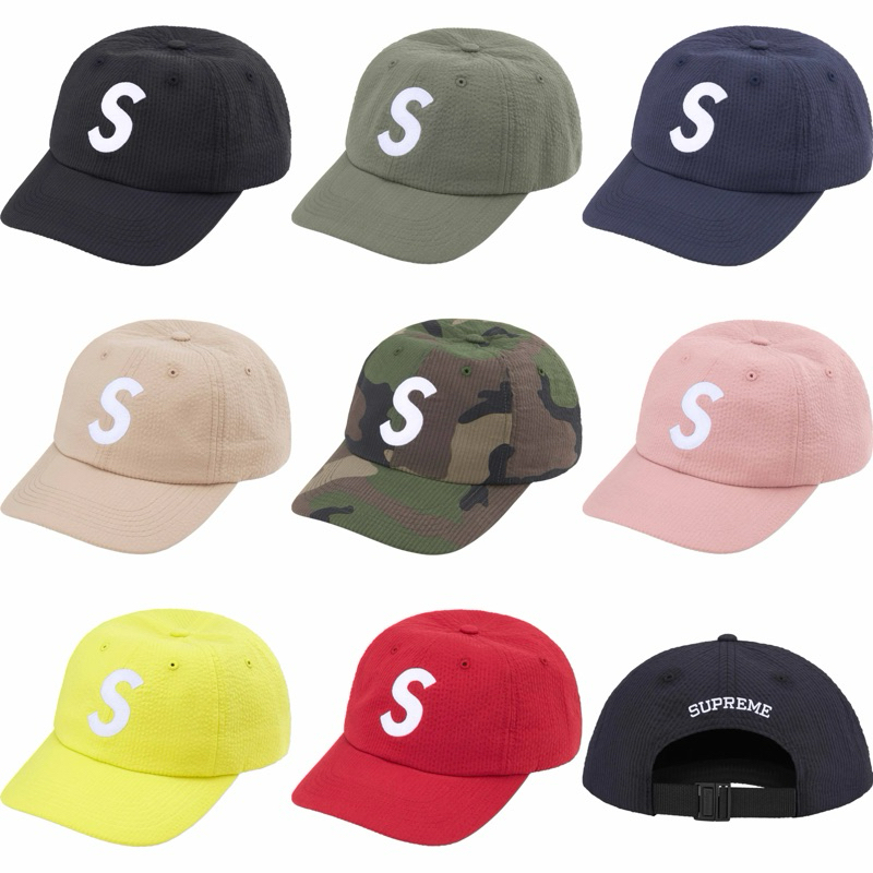HS⚑ Supreme Seersucker S Logo 6-Panel 六片帽 美國代購