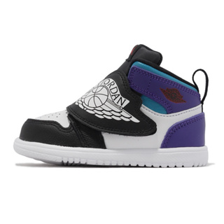 Nike 童鞋 Sky Jordan 1 TD (黑白藍紫)魔鬼氈幼童鞋