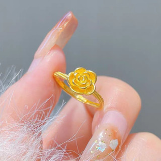 ［Hi rosé!］現貨、實拍！高版本！超美3D玫瑰花黃金戒指 高階感輕奢模擬金花朵戒指 越南沙金 久不掉色越南砂金項鍊
