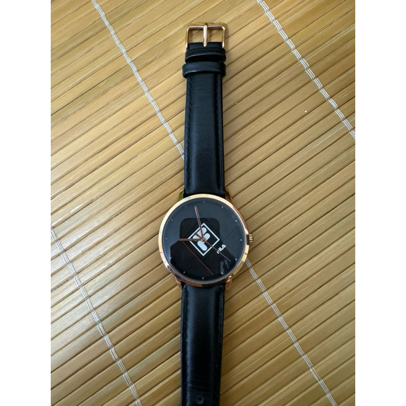 FILA 皮革手錶 圓框手錶 金框手錶 石英錶 運動品牌