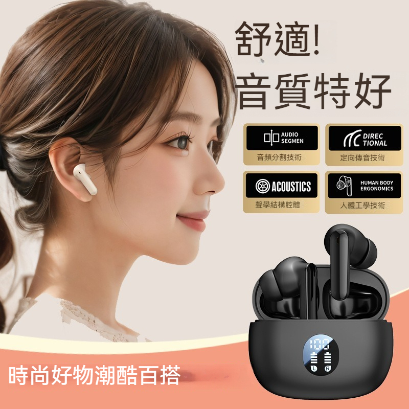 台灣出貨D56新款藍牙5.4無線藍牙耳機 數顯降噪 超長續航 通話降噪 立體聲藍牙耳機 適用蘋果iPhone/安卓