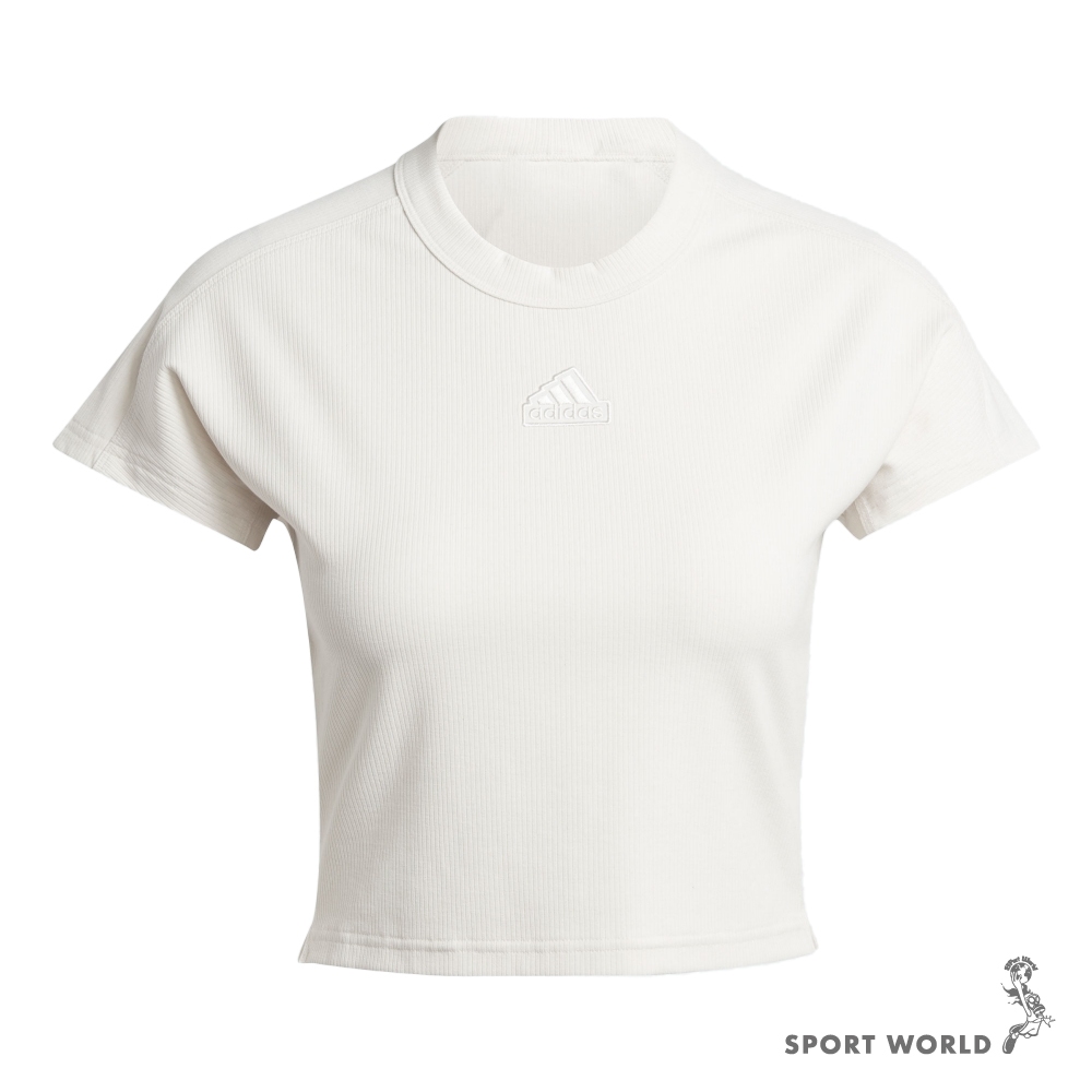 Adidas 短袖上衣 女裝 緊身 短版 白【運動世界】IP2272