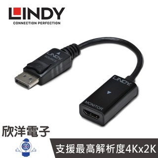 LINDY林帝 DP to HDMI 主動式 DISPLAYPORT公轉HDMI母 支援4K HDCP(41728)