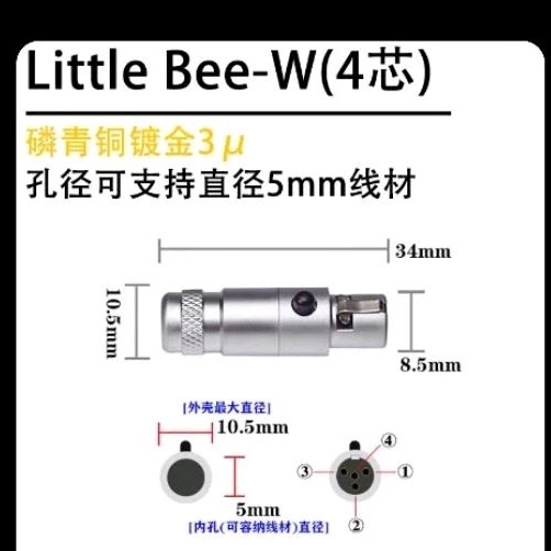 MPS Little bee-W mini XLR (4 pin) 平衡母頭 Audeze、Meze、ZMF
