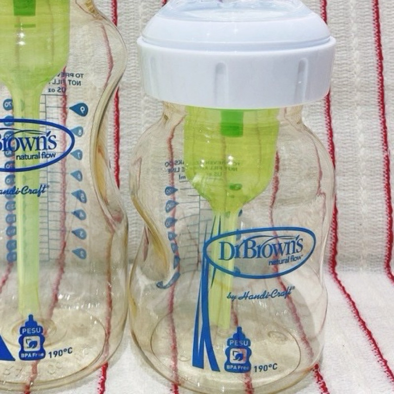 (新升級)布朗博士 Dr. Brown's 防脹氣寬口 PESU塑膠奶瓶 150ml（無奶嘴） 二手