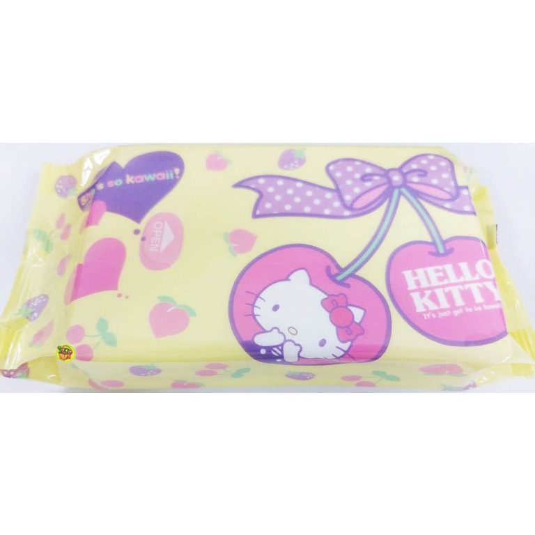 【JPGO】日本製 Hello Kitty 凱蒂貓 綠茶配合 手口可用濕紙巾 80枚 單包