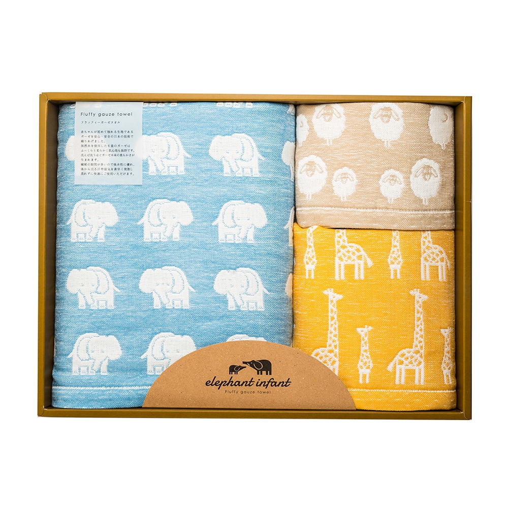 【JOGAN】日本成願毛巾 elephant infant 象寶貝系列 純棉毛巾 浴巾 小方巾禮盒組《WUZ屋子-台北》