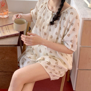 ♡ 最後現貨｜𝟕𝒑𝒖𝒑𝒖🧸童趣熊熊居家服🧸電子發票/夏季睡衣/夏天睡衣/短袖/短褲/居家服/女生衣著/涼感/居家