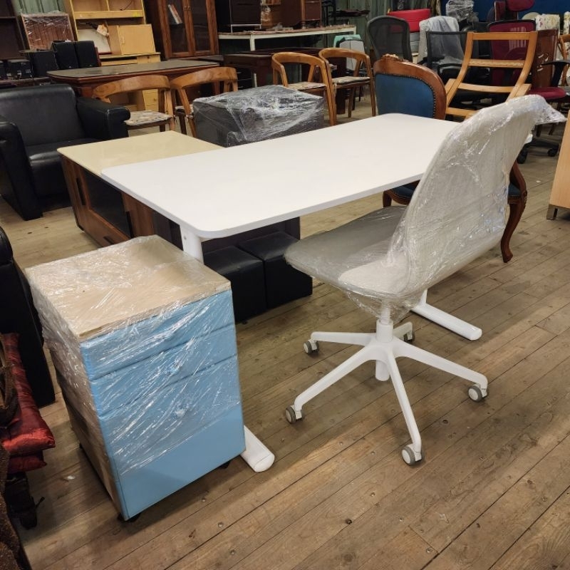 【惜福二手店】宜家IKEA白色書桌 白色電腦桌 辦公桌 電腦椅 活動櫃