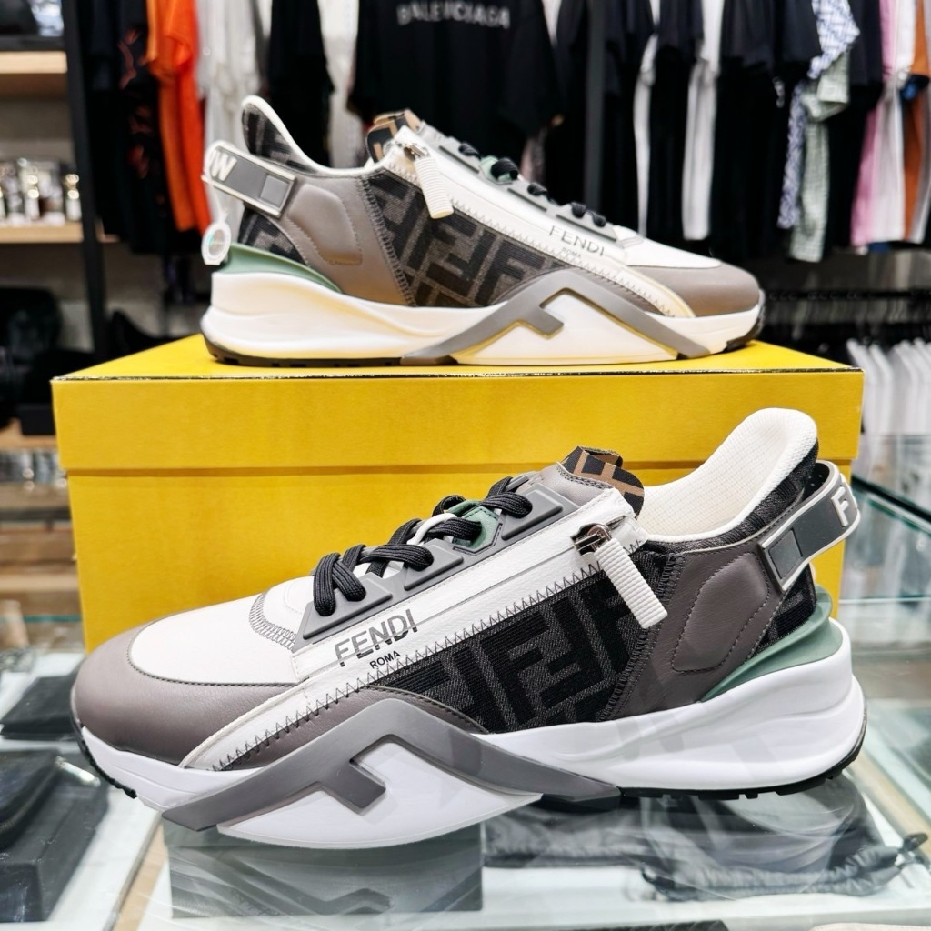 JBI BOUTIQUE✔️FENDI Flow 灰色皮革低筒運動鞋 台南實體店面✅