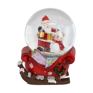【YU Living】日本進口 聖誕老人與雪人雪橇造型雪花球 3吋高 水晶球 桌上擺飾 (紅色) [折扣碼現折]
