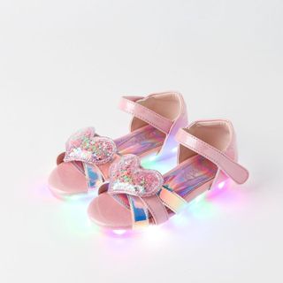 正韓童鞋 OZKIZ LED閃燈星星亮片愛心裝飾涼鞋