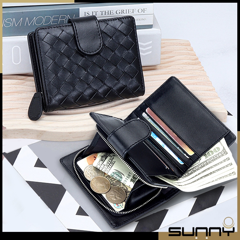 【SUNNY】 真皮羊皮編織搭扣零錢包短夾 零錢信用卡夾 真皮皮夾 錢包 手拿包 零錢袋 證件卡夾 卡包 BV同款 包包