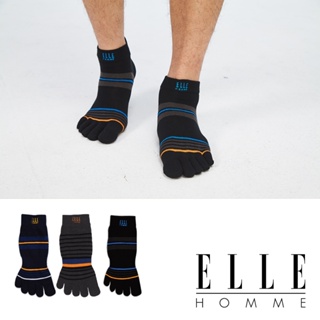 【ELLE HOMME】簡約條紋五趾襪 襪子 男襪 棉襪 五指襪 短襪 休閒襪