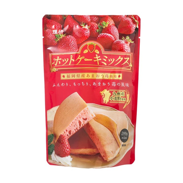 +爆買日本+理研農產 濃厚草莓風味鬆餅粉 200g 鬆餅粉 甜點材料 日本產小麥粉 鬆餅 日本必買 日本原裝