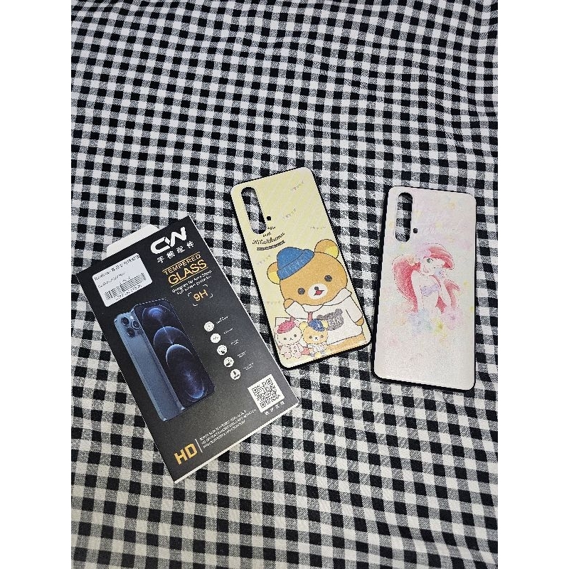 Realme X3手機殼保護貼組-懶懶熊+小美人魚手機殼&amp;霧面抗藍光滿版玻璃貼